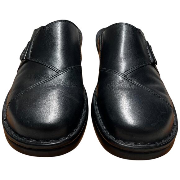 CLARKS Patty Nell Women's 9M Black Leather Clogs Mules Slip On Shoes Comfort - Picture 9 of 13